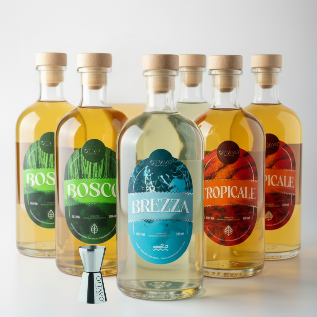 CARTONE COMPLETO OTTAVO: 6 BOTTIGLIE CON MISURINO- OLTRE 100 COCKTAIL A € 1,68 L'UNO